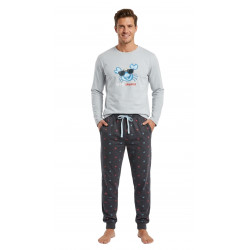 pijama salao caballero celeste gris