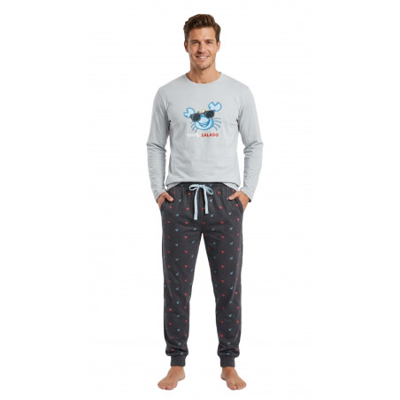 pijama salao caballero celeste gris