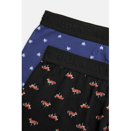 Pack bóxer y calcetín estampado ZORROS Y GALLOS